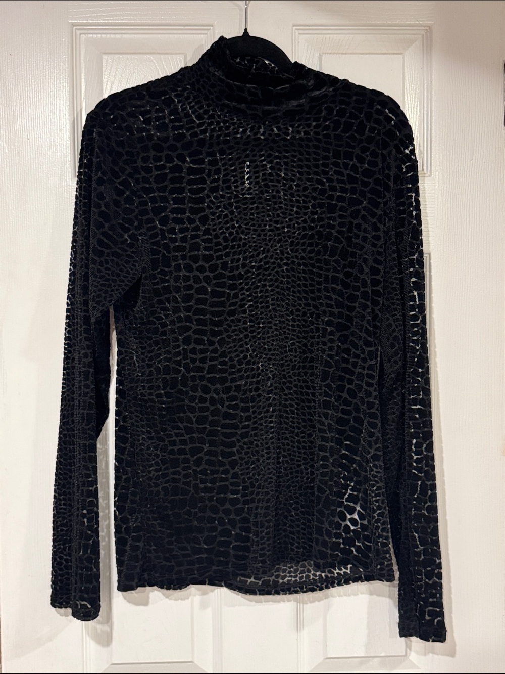 Express Black Velvet Burnout Turtleneck Sweater